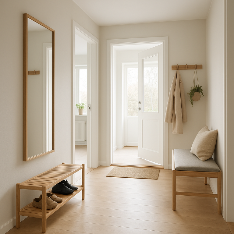 Inredning av hall i svensk stil: funktion, ljus och välkomnande känsla