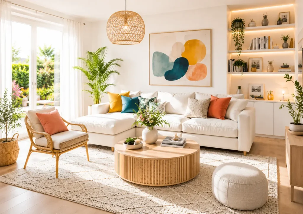 Tips & dekorationsråd för att förvandla ditt hem med stil 4 Modern skandinavisk matplats med träbord, gröna växter och rikligt dagsljus